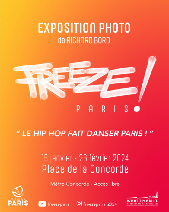 affiche exposition FREEZE PARIS !  hommage à la danse hip hop